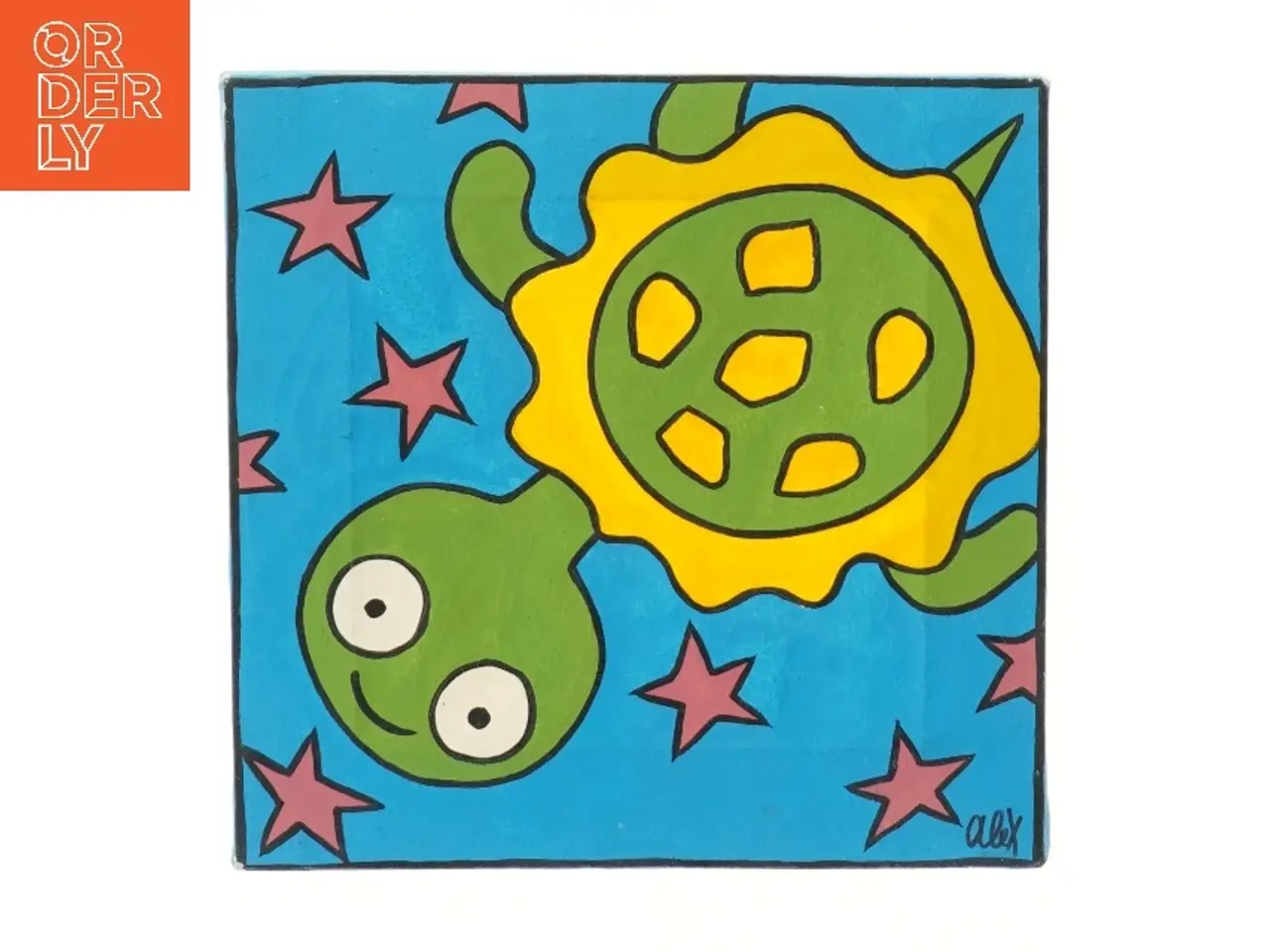 Billede 1 - Kunstmaleri med skildpadde (str. 25x26 cm)