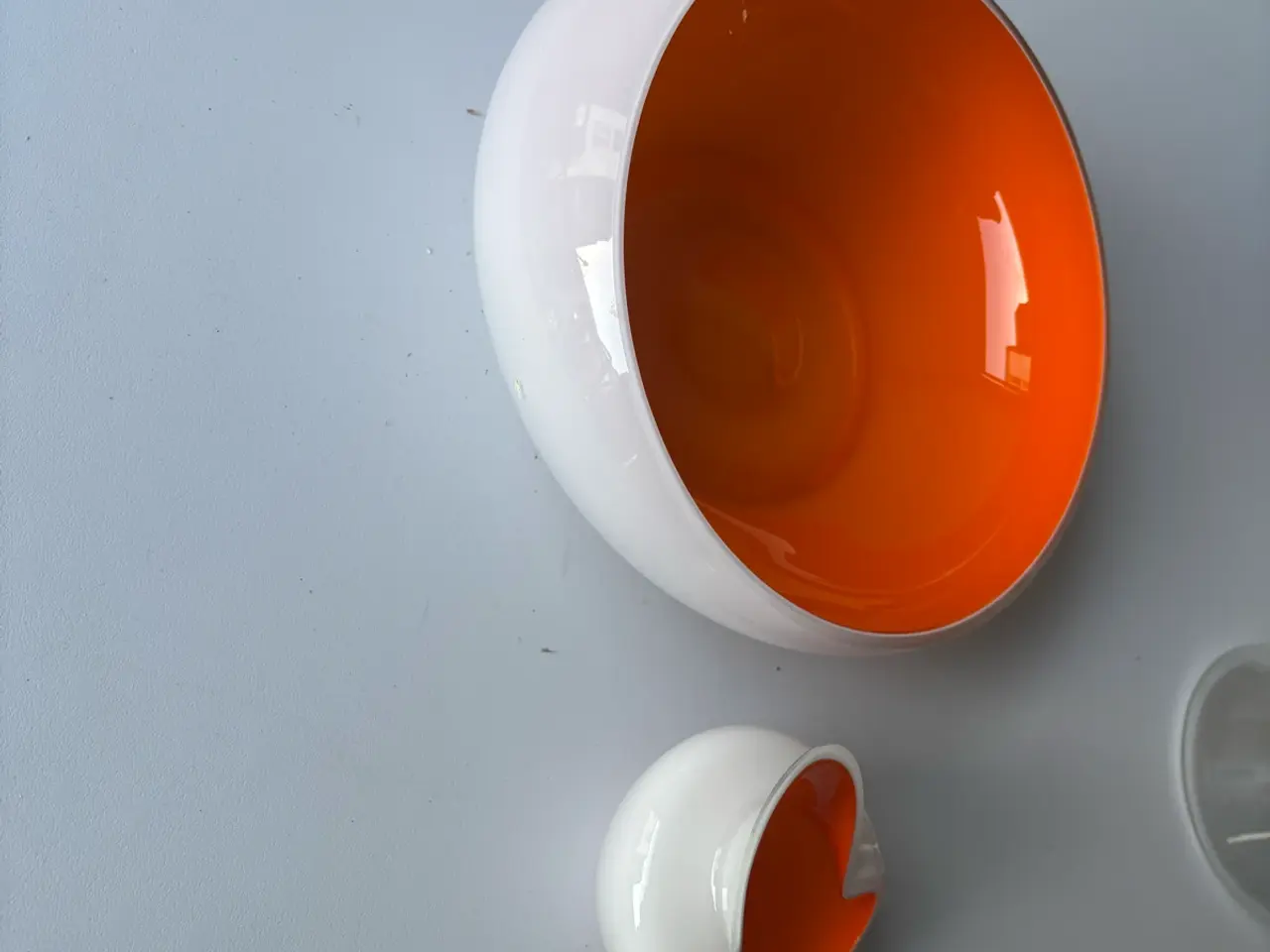 Billede 4 - Flot Glas skål, Orange og Hvid Retro.
