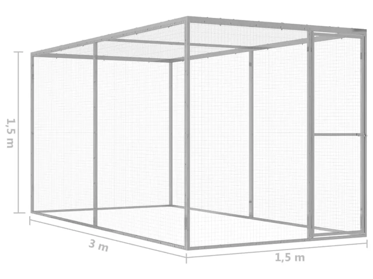 Billede 5 - Kattebur i galvaniseret stål - 3 x 1,5 x 1,5 m, sølvfarvet