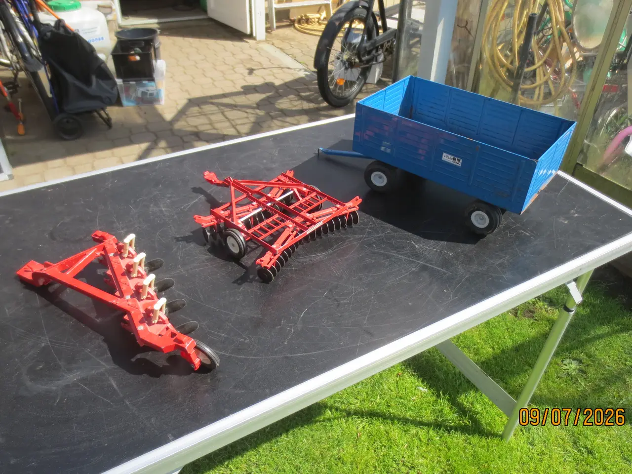 Billede 4 - Modeltraktor 4 Hjulet vogn Plov Tallerkenharve