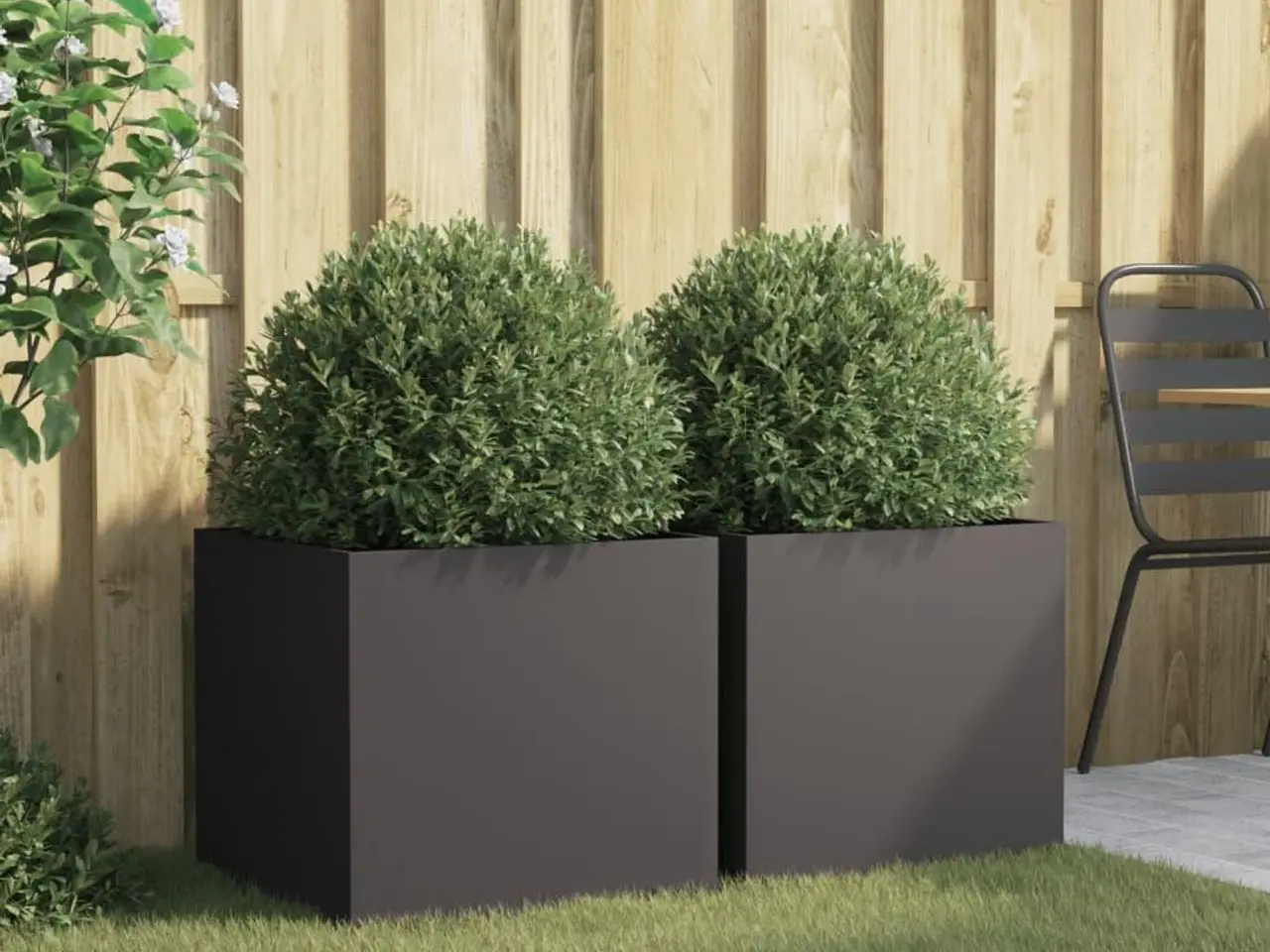 Billede 3 - Plantekasser 2 stk. 49x47x46 cm stål sort