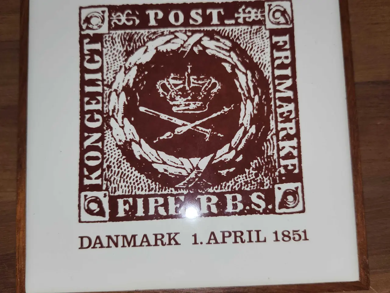 Billede 3 - 4.stk. Antikke frimærke platter med træ ramme