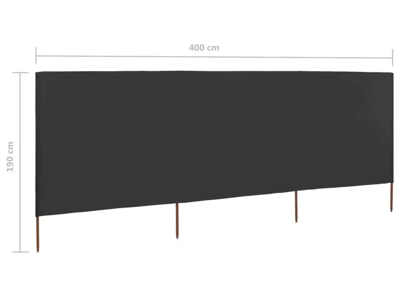 Billede 6 - 3-panels læsejl 400 × 160 cm i stof - antracitgrå