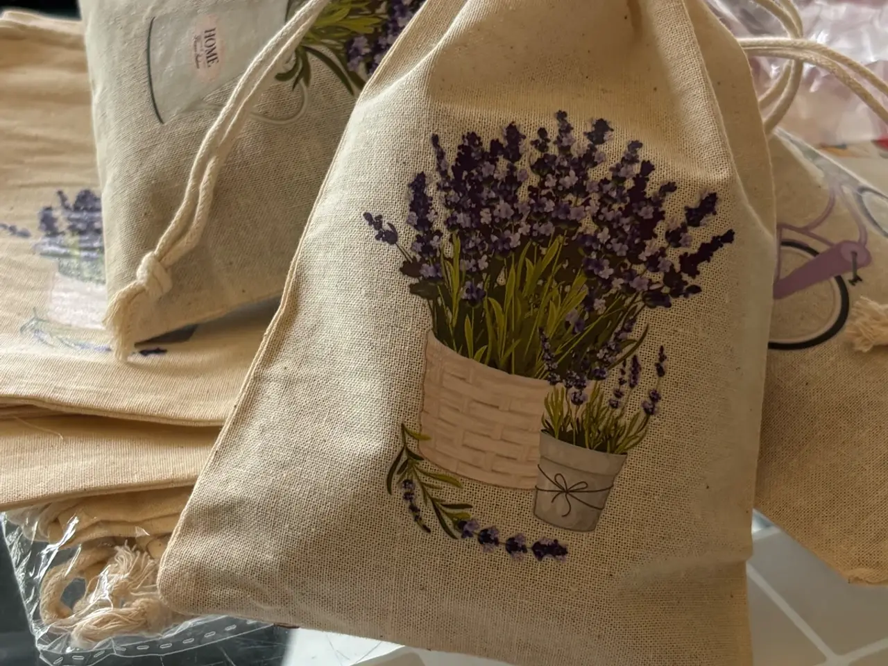 Billede 1 - Tørret lavendel i bomuldspose med motiv 