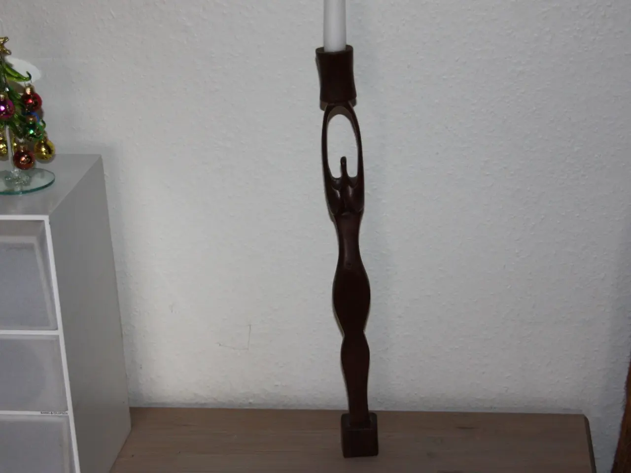 Billede 1 - Træ kvinde figur / lysestage højde 43 cm