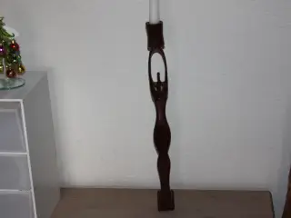 Træ kvinde figur / lysestage højde 43 cm