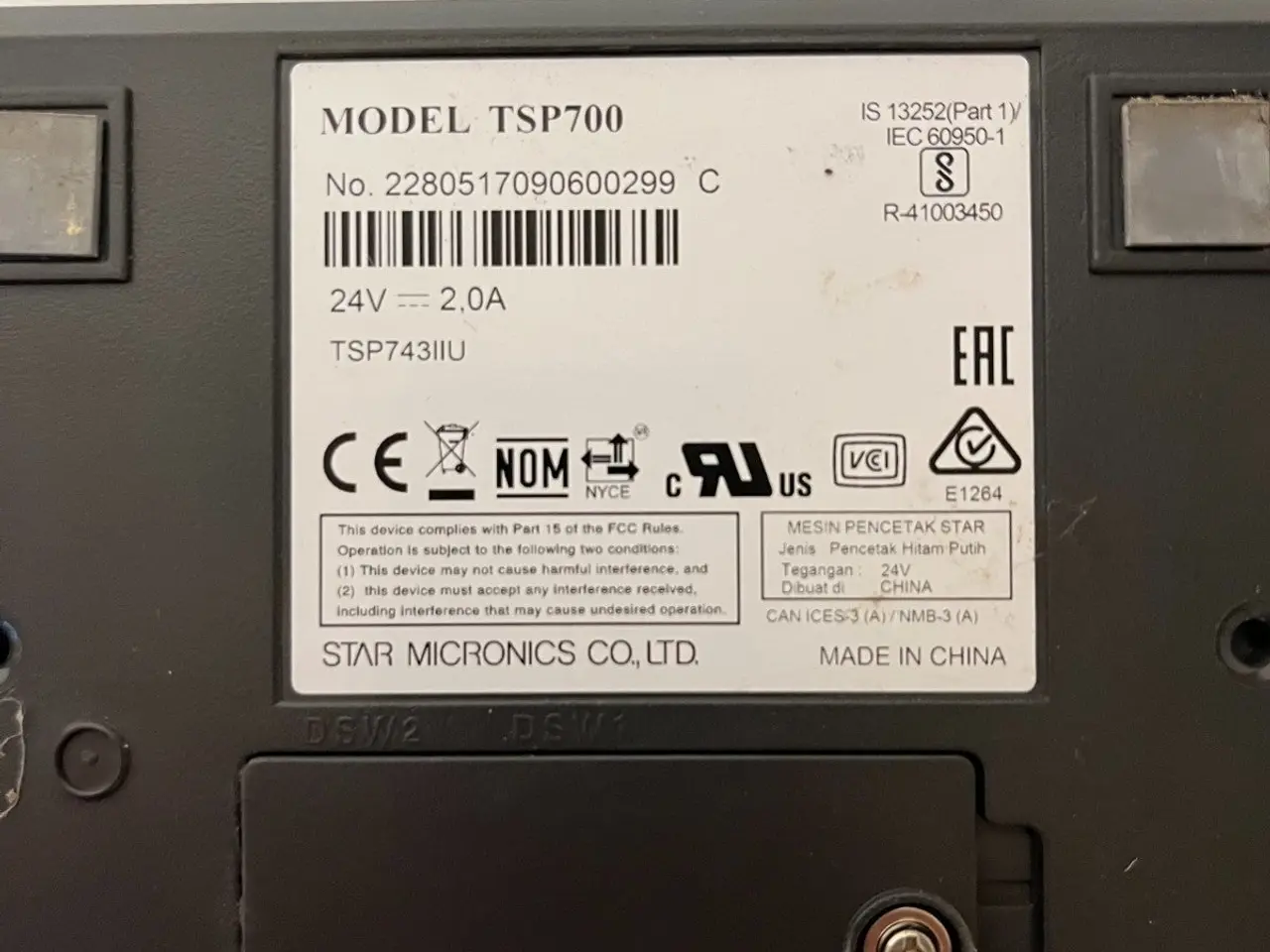Billede 2 - Star TSP700II TSP743IIU Thermal Receipt Printer