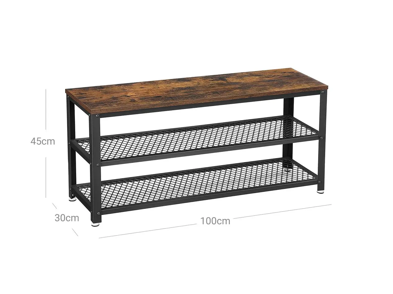 Billede 7 - Skobænk med 2 hylder - rustik brun/sort, 100 cm