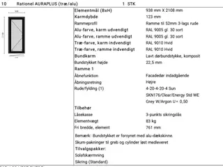Facadedør Rationel auraplus 