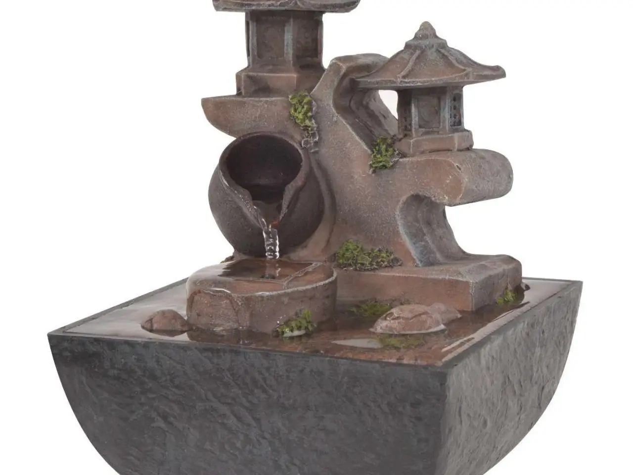 Billede 3 - Indendørs fontæne med LED-lys i polyresin - grå/brun 13,5 × 13,5 × 18,5 cm
