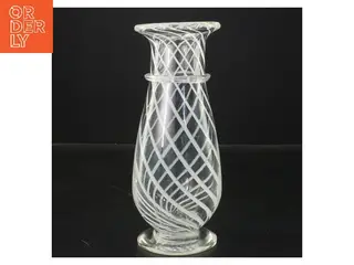 Klar glasvase med hvid spiral (str. Ø 8 cm længde 20 cm)