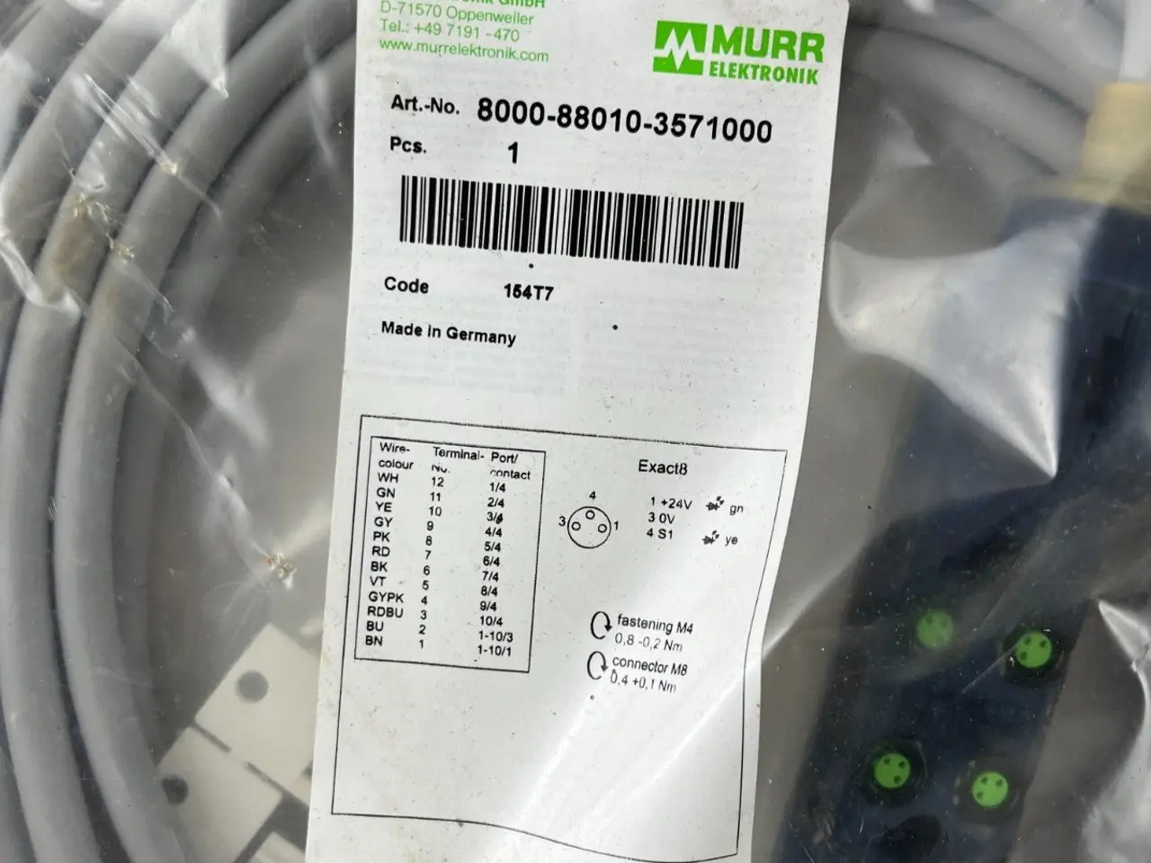 Billede 2 - Murr Elektronik 8000-88010-3571000 Exact8 M8 kabel