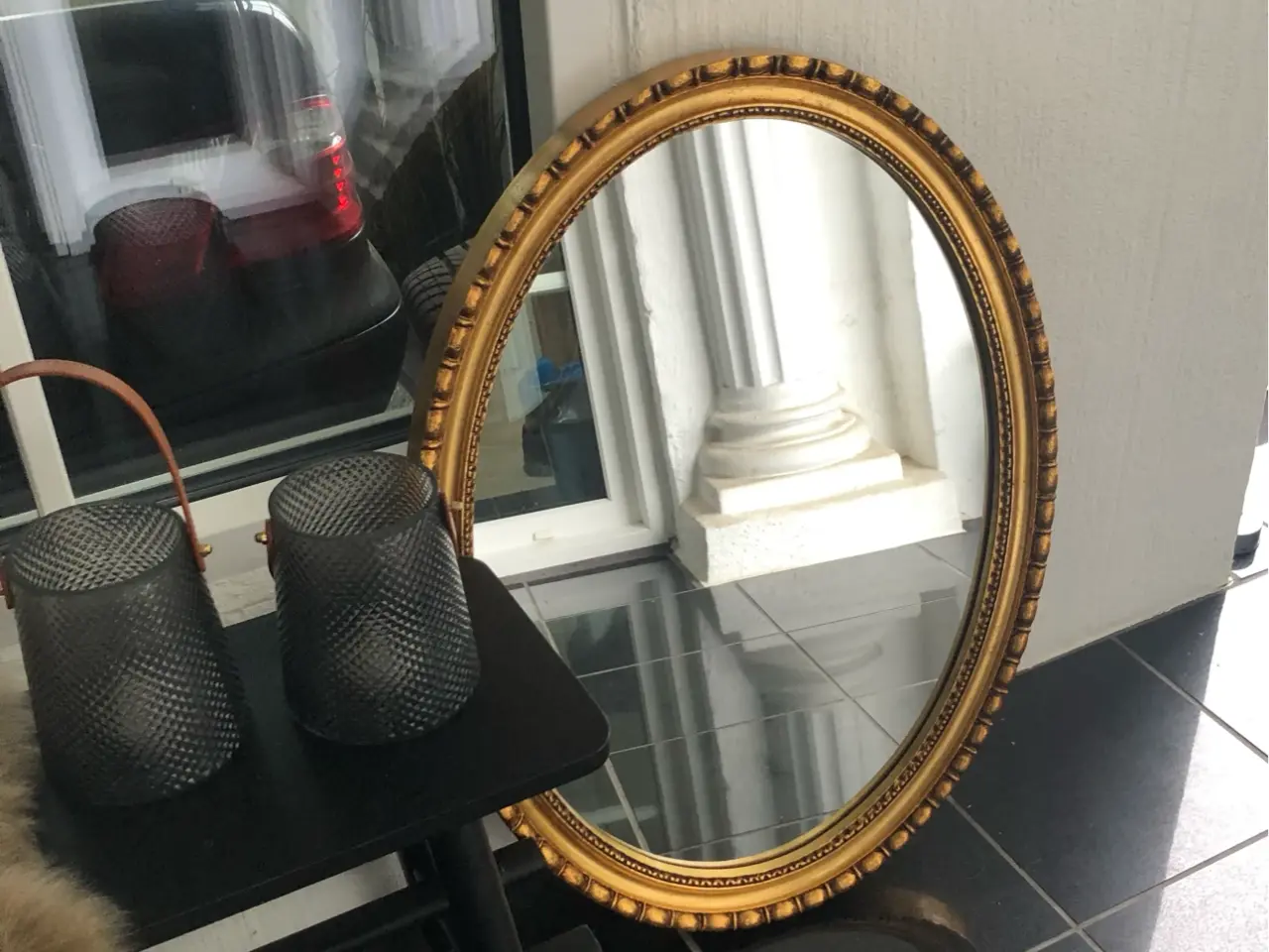Billede 2 - Flot oval spejl med guld ramme