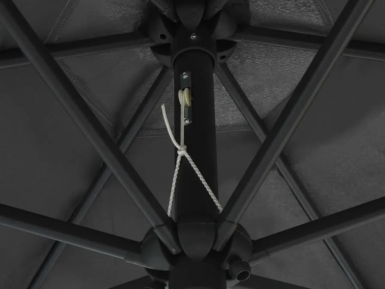 Billede 2 - Parasol med LED-lys og aluminiumsstang 270 cm - antracitgrå
