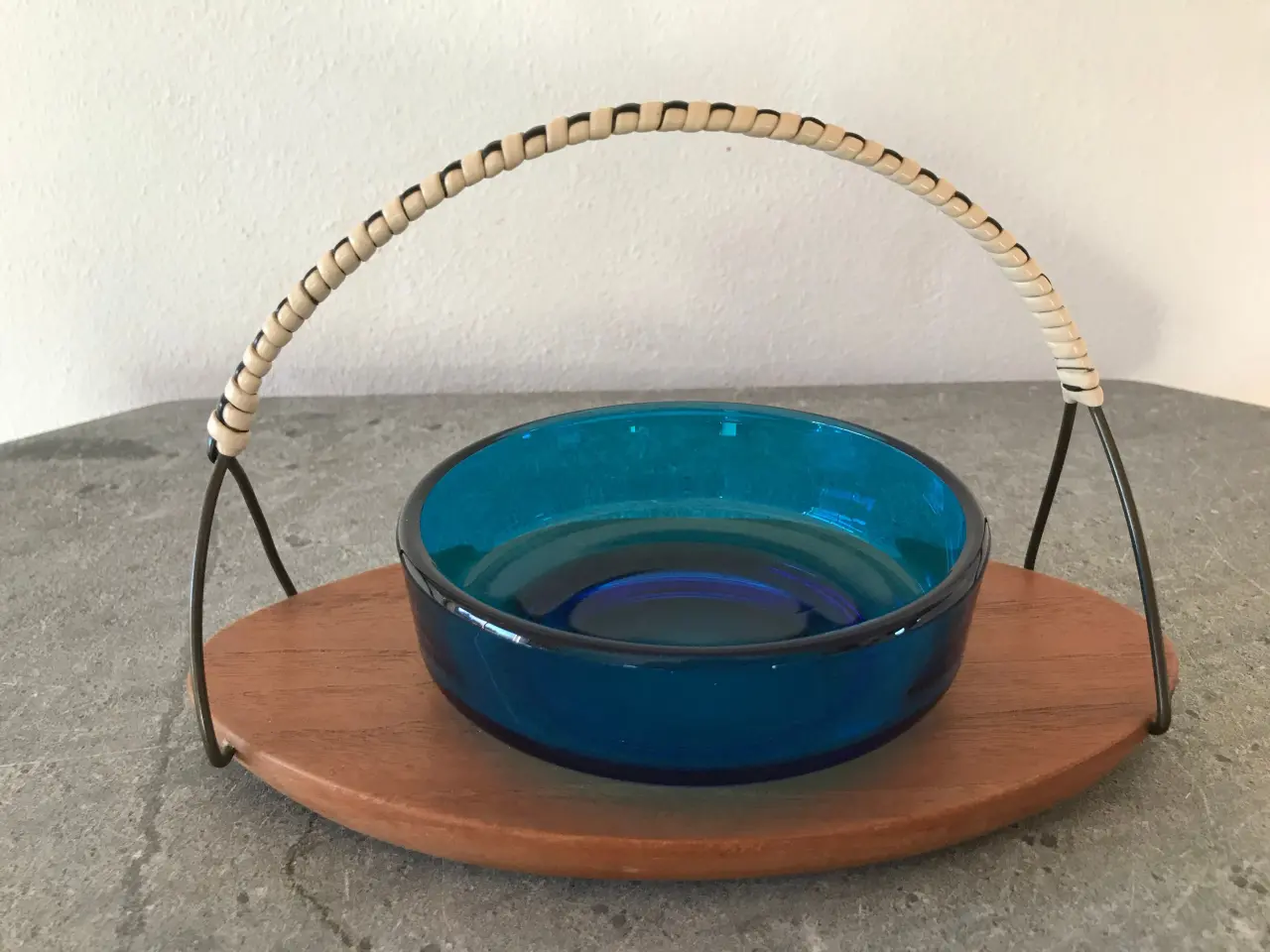 Billede 1 - Retro teak / glasskål / serveringsskål
