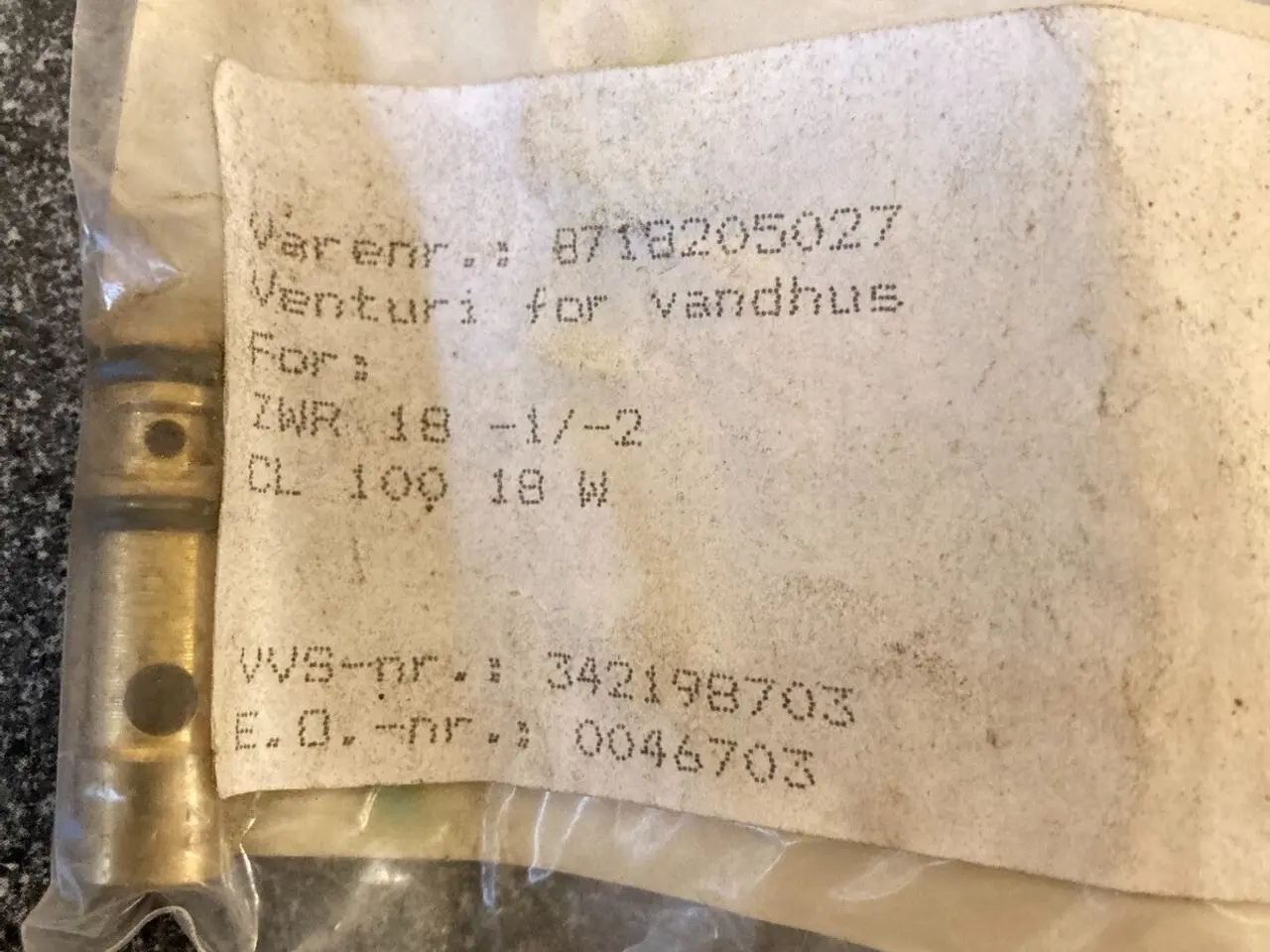 Billede 4 - Junkers Bosch Boiler Venturi ventil PN: 8718205027