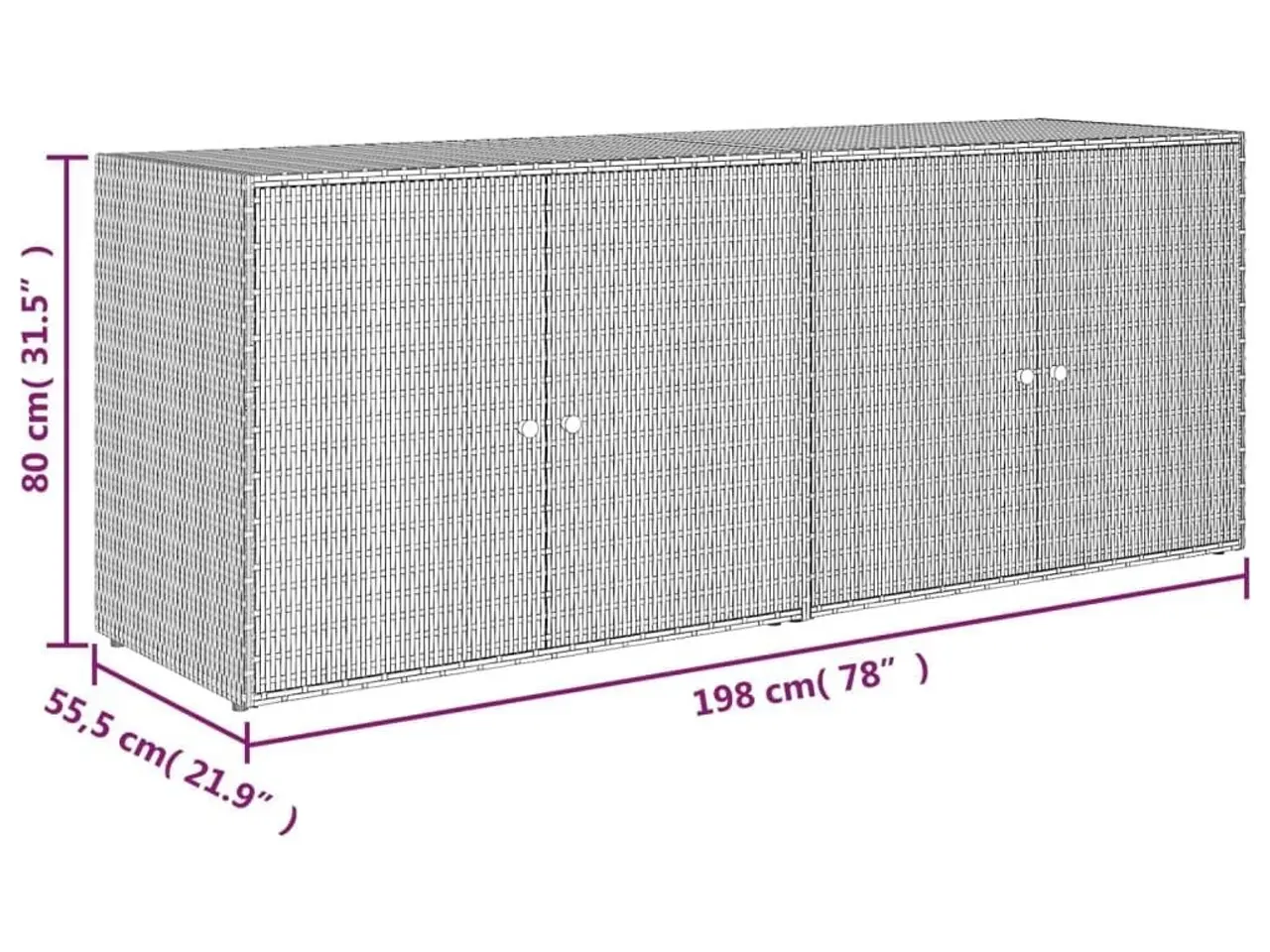 Billede 8 - Haveskab i polyrattan - sort, 198 x 55,5 x 80 cm