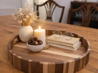 Smuk elegant rund serveringsbakke – Ø40 cm