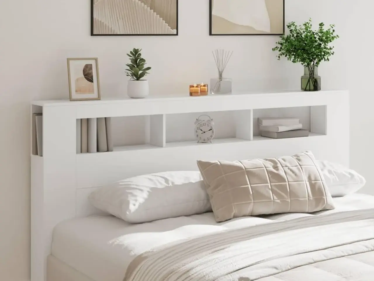 Billede 11 - Sengegavl med LED-lys 200 x 18,5 x 103,5 cm - hvid