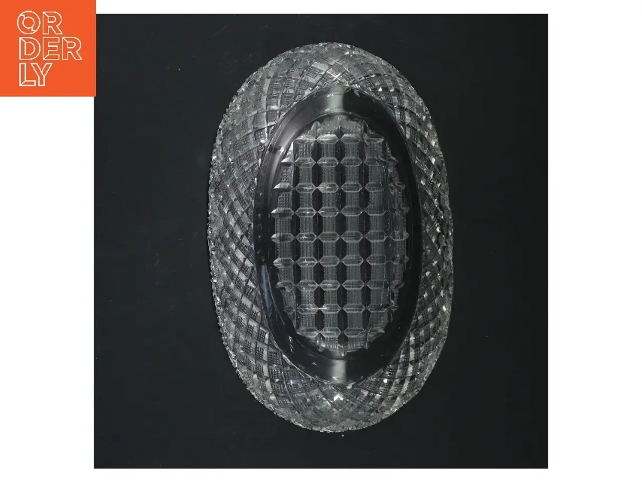 Billede 3 - Oval glas skål med mønster (str. 21x13x7 cm)