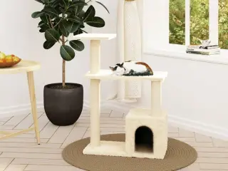 Kradsetræ med sisalkradsestolper 70 cm cremefarvet