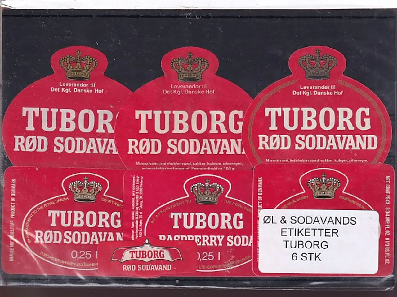 Billede 1 - Øl og Sodavands Etiketter - Tuborg - 6 Stk.