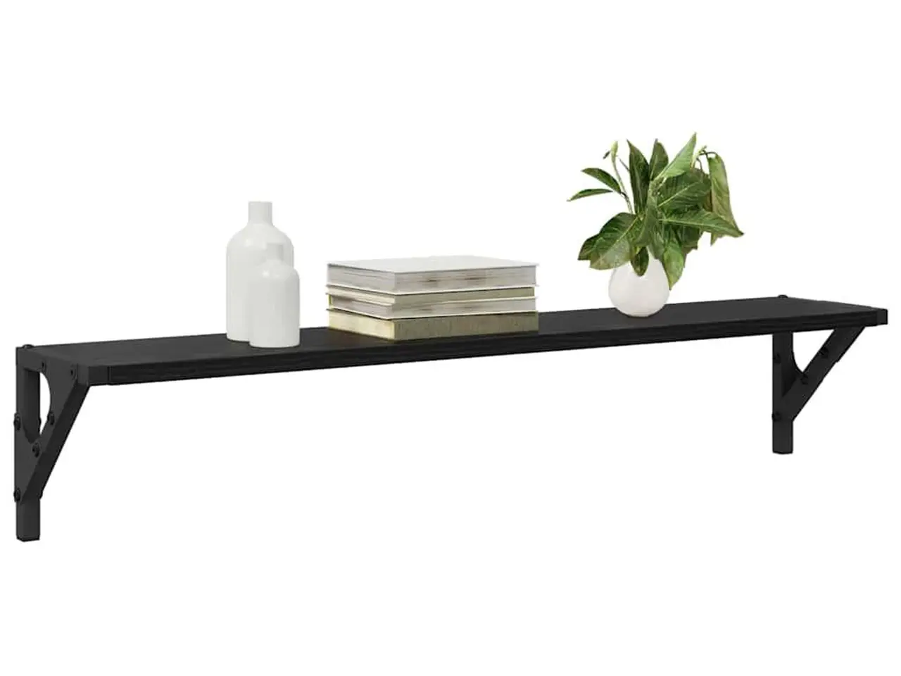 Billede 3 - Væghylder 2 stk i sort eg - konstrueret træ 80 × 15 × 15,5 cm