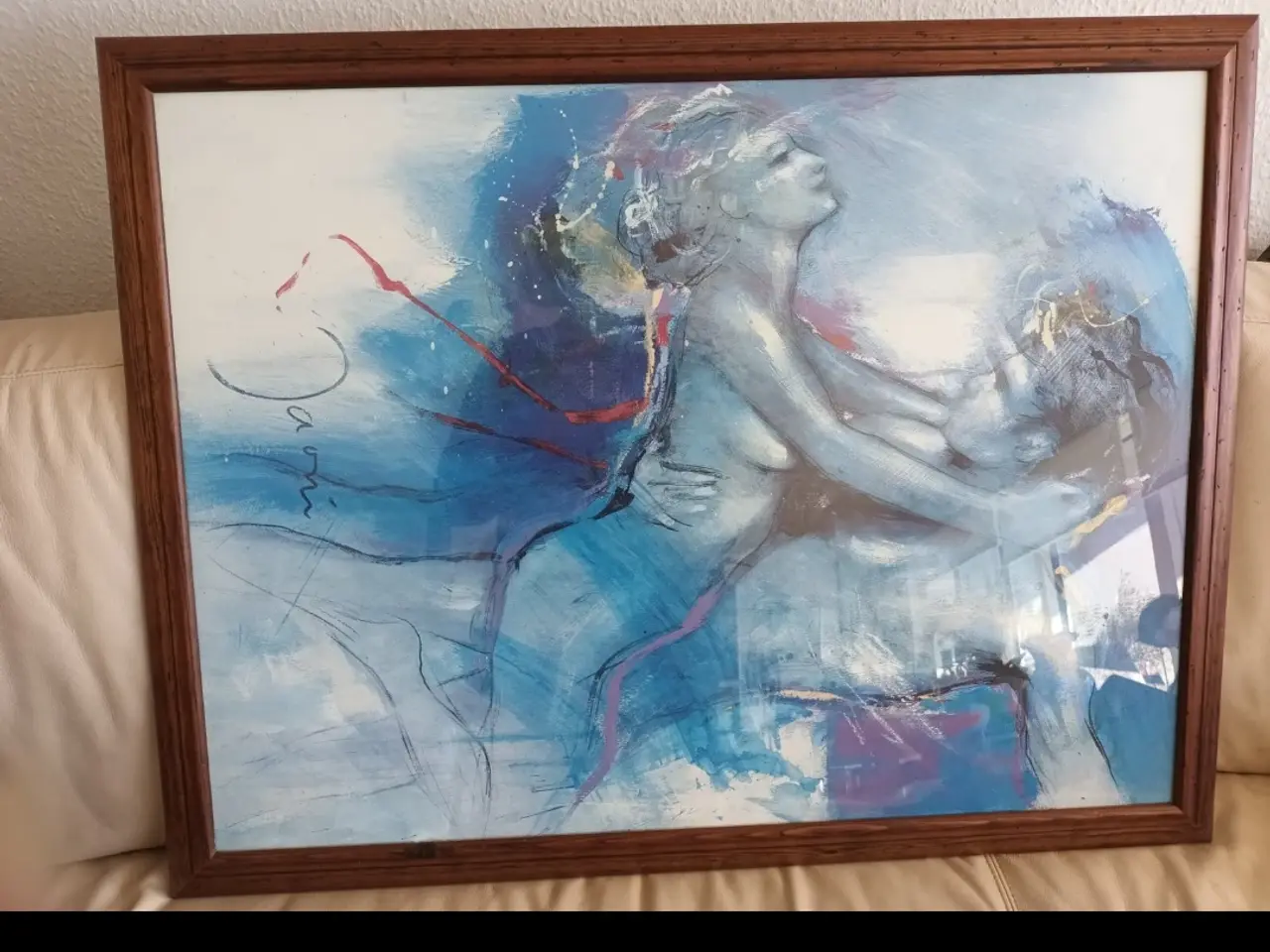 Billede 1 - FLOT STORT BILLEDE I RAMME 68X88 CM
