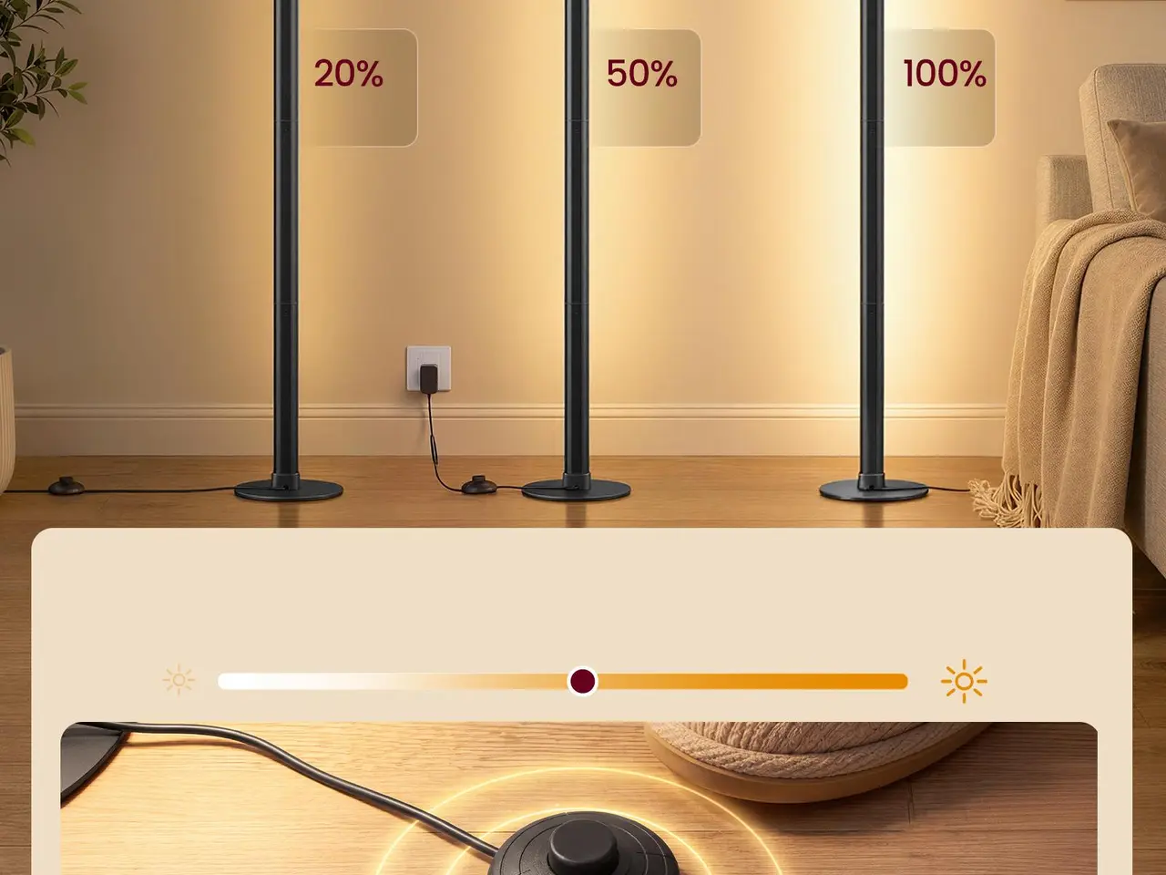 Billede 3 - LED-gulvlamper 2 stk. dæmpbare 12 W 1200 lm 3000 K - mat sort