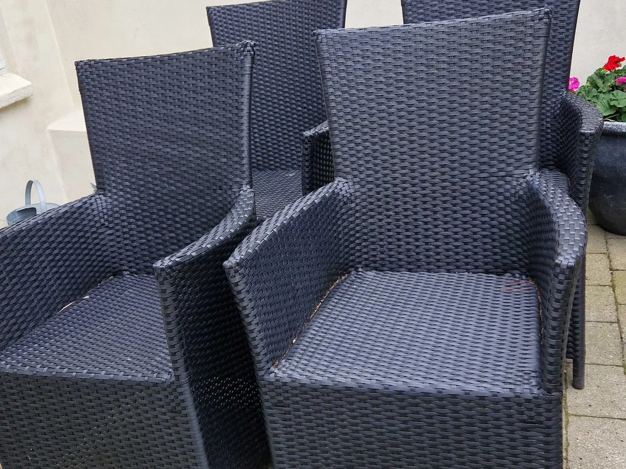 Billede 1 - 4 havestole i sort Rattan