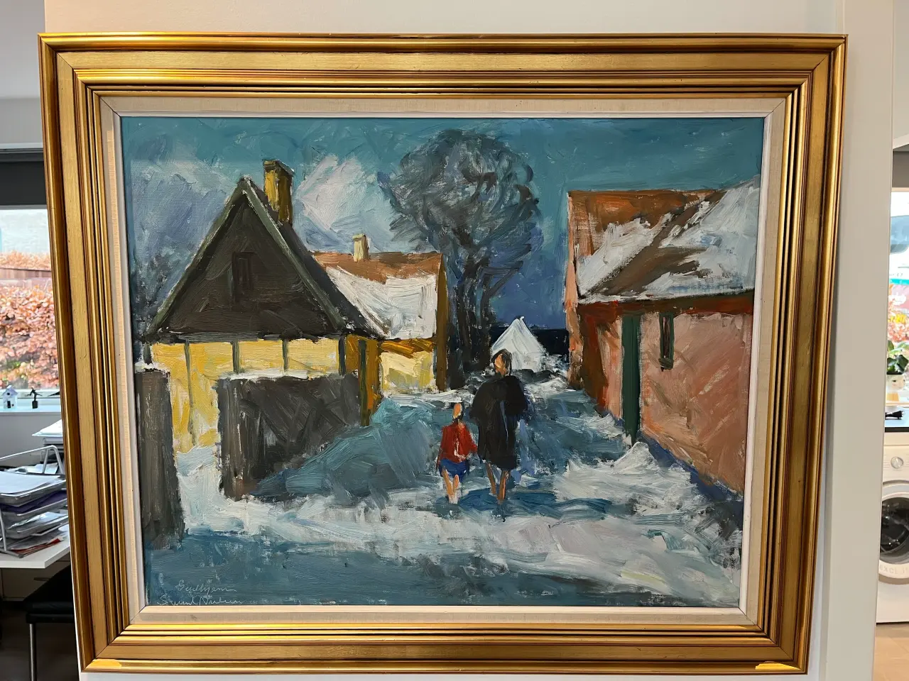 Billede 1 - Oliemaleri vintersene af Svend Nielsen.