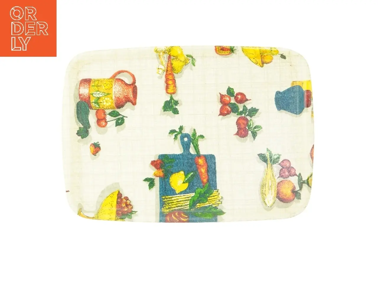 Billede 1 - Vintage Serveringsbakke med køkkenmotiver (str. 41x29 cm)