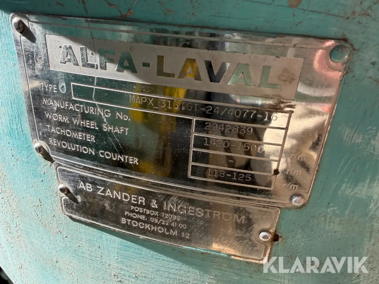 Billede 3 - Separator Alfa Laval MAPX 313TGT 24 4077 16 industriseparator centrifuge