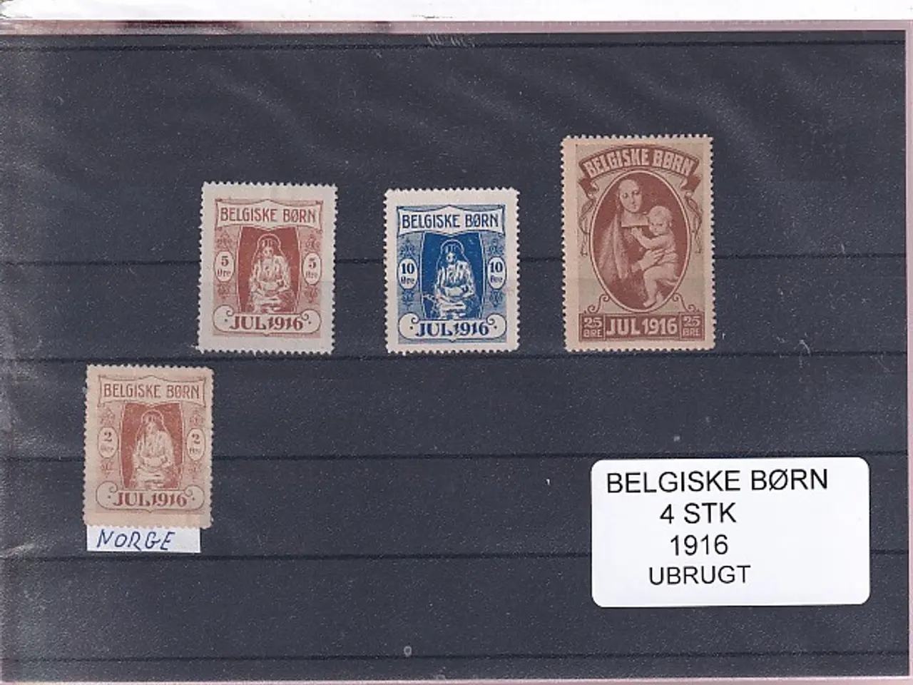 Billede 1 - Belgiske Børn - 1916 - Velgørenhed - 4 Stk. - Ubrugt