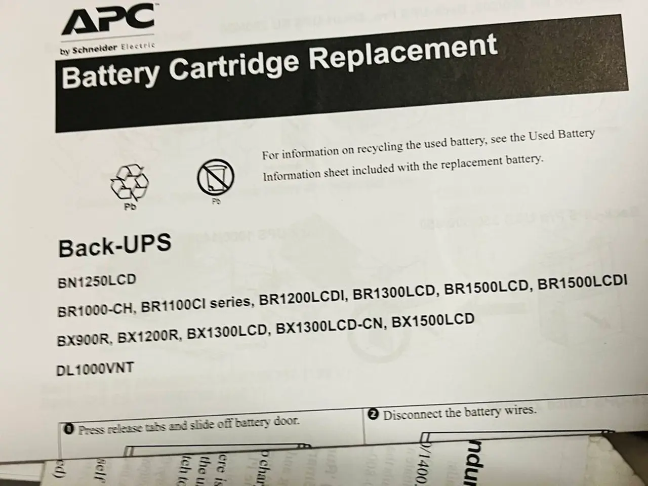 Billede 2 - Batterier APC SCHNEIDER Model: BN1250 LCD