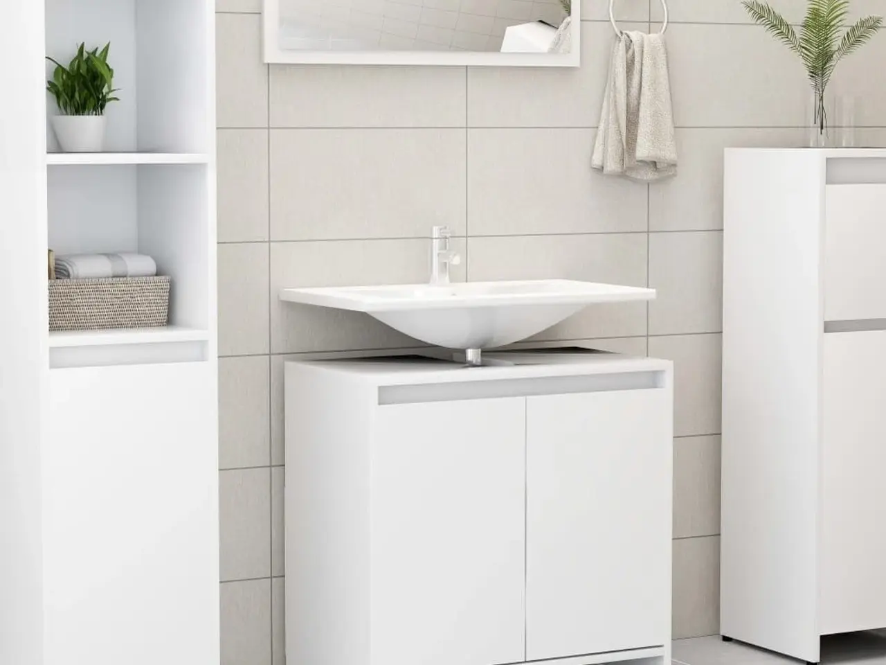 Billede 1 - Badeværelsesskab 60x33x61 cm konstrueret træ hvid