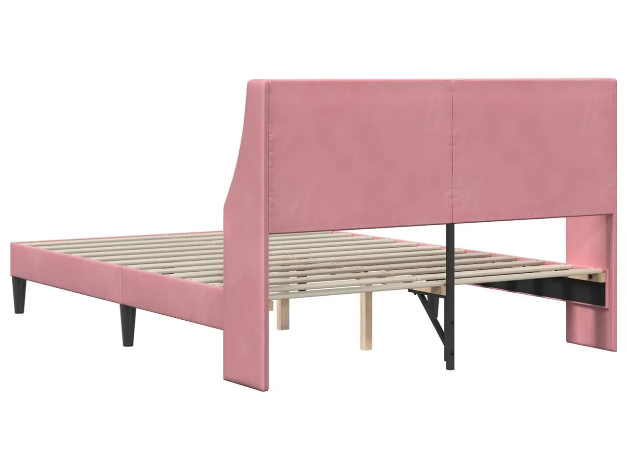 Billede 6 - Sengestel med hovedgærde i fløjl - lyserød 140 x 200 cm