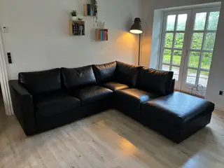 Læder hjørnesofa med chaiselong