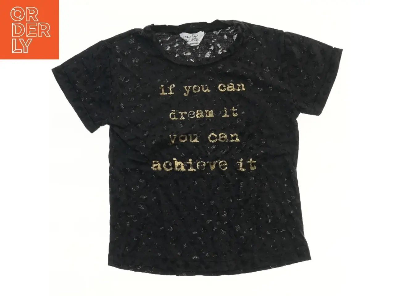 Billede 1 - Sort T-shirt med tekst fra Little pieces (str. 122)