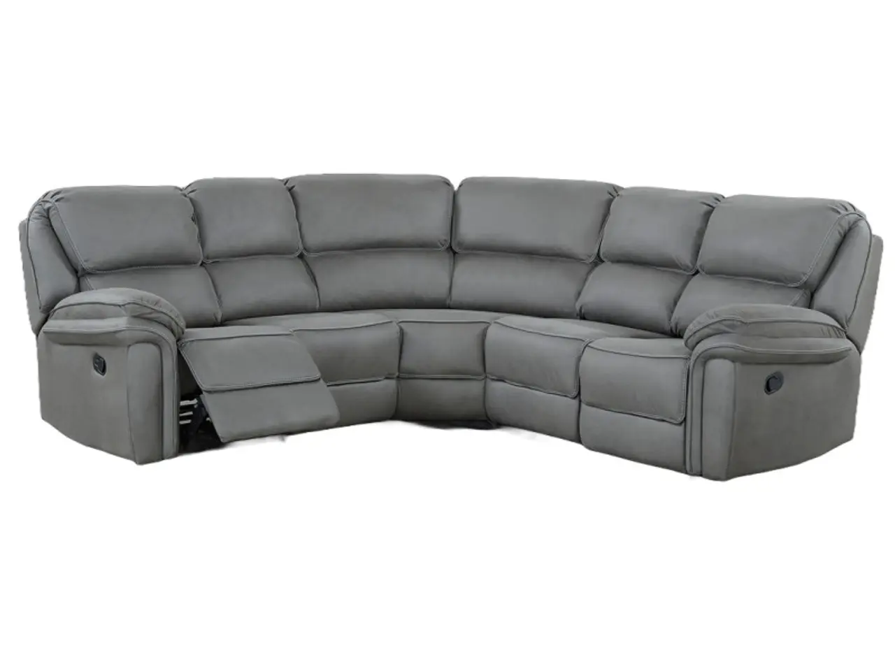 Billede 1 - Christopher  hjørnesofa med 2 x Recliner - Grå Ruskindsblød mikrofiber