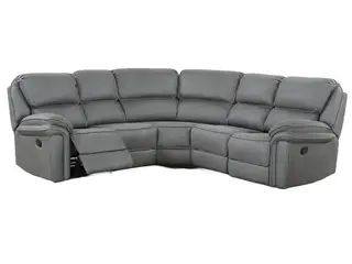 Christopher  hjørnesofa med 2 x Recliner - Grå Ruskindsblød mikrofiber