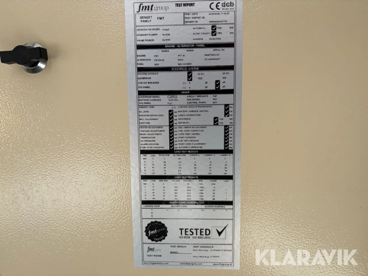Billede 11 - Nødstrømsgenerator 90kVA FMT FF90P - fra 2026