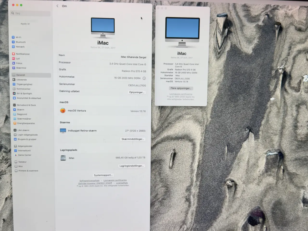 Billede 2 - iMac Retina 5K 27’’ (2017) – Stand som ny.
