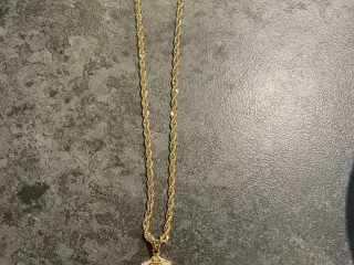 5mm 14kt goldfilled rope chain med løve vedhæng 