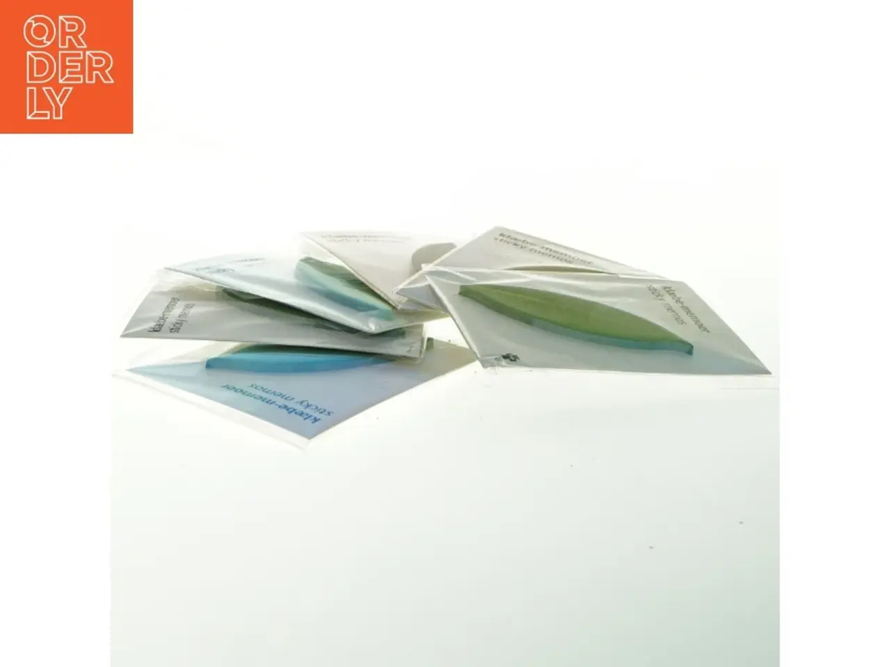 Billede 2 - Seks pakker selvklæbende memoer (post-it notes) med bladmotiv (10 cm)