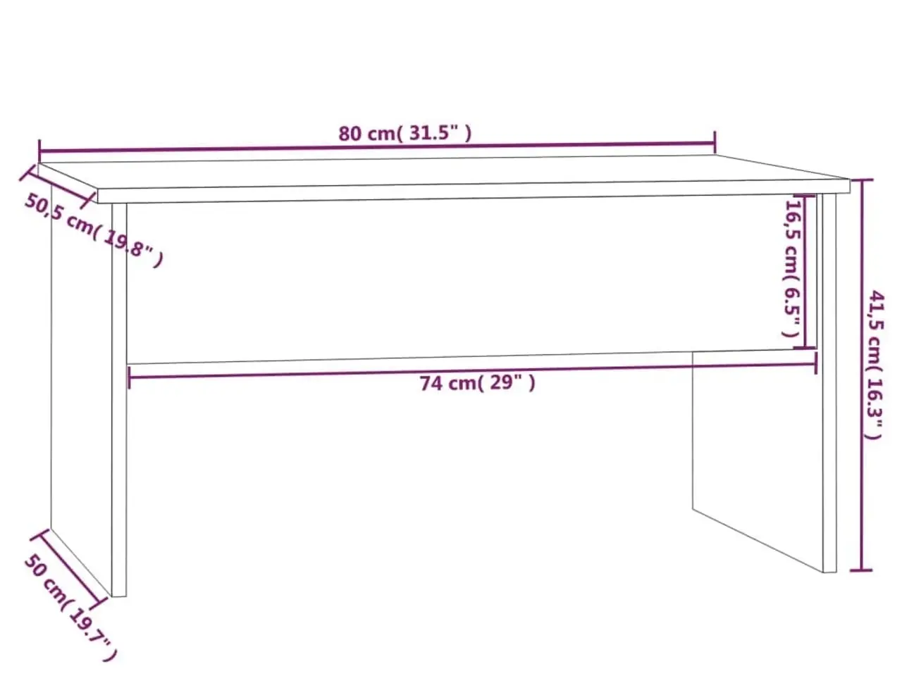 Billede 9 - Sofabord med løftetop og opbevaring - 80 × 50,5 × 41,5 cm, sonoma-eg