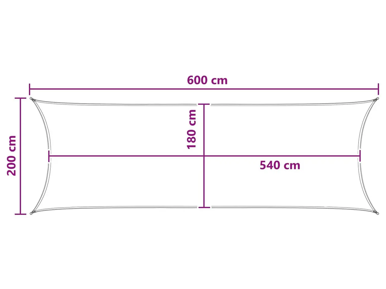 Billede 5 - Solsejl Antracit 2 x 6 m HDPE
