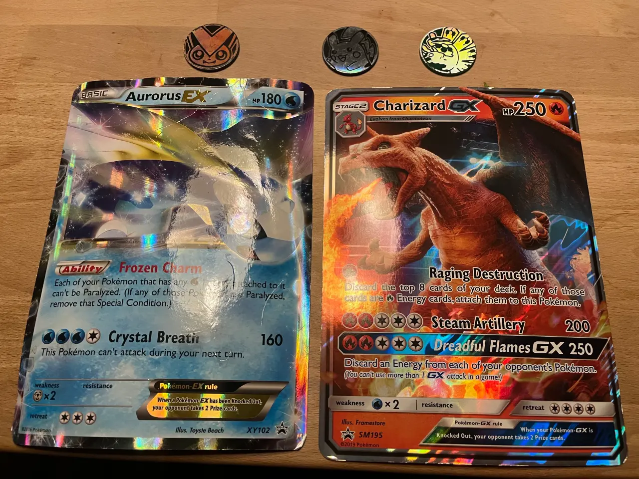 Billede 1 - 2 jumbo pokemon kort og 3 mønter
