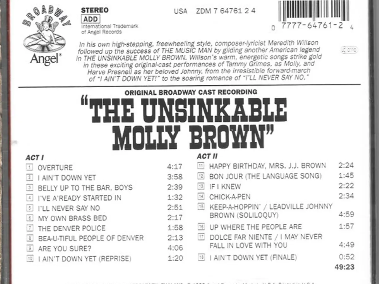 Billede 2 - Meredith Willson – The Unsinkable Molly Brown – CD