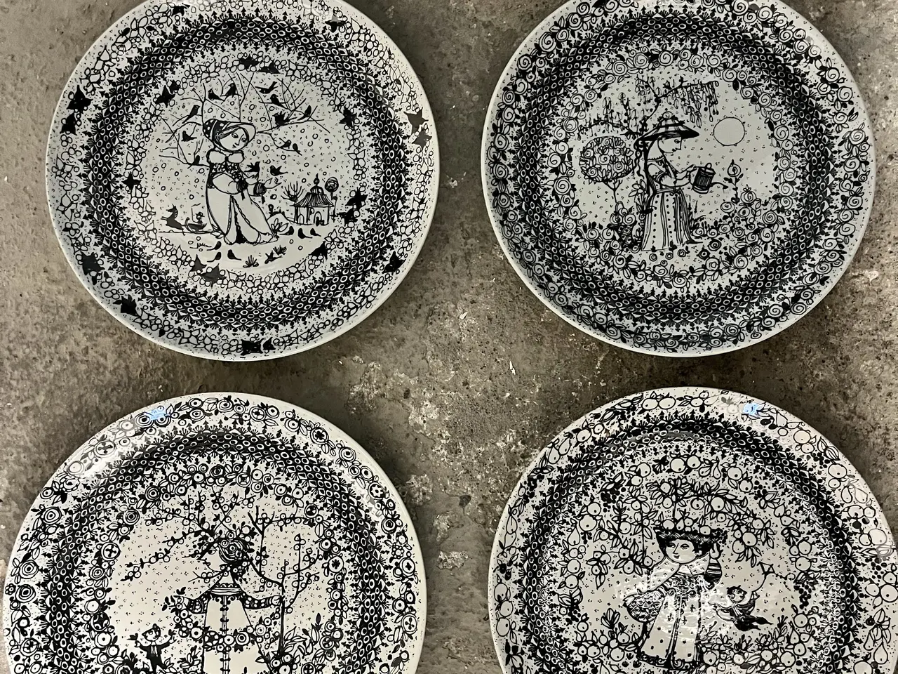 Billede 1 - Bjørn Wiinblad De Fire Årstider – 4 platter